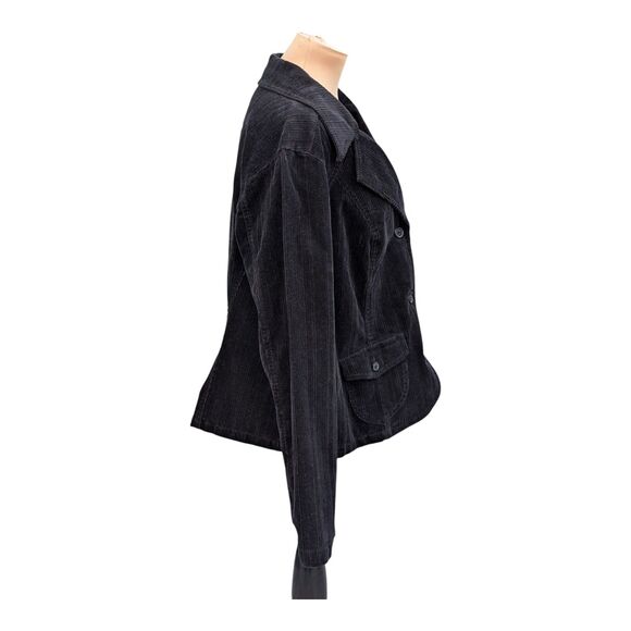 Sonoma Women's Plus Size 1X Black Corduroy Button Front Jacket Blazer Pockets - Picture 4 of 9